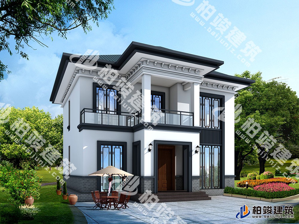 新款農(nóng)村自建二層別墅設(shè)計(jì)圖，新中式風(fēng)格，戶型布局實(shí)用