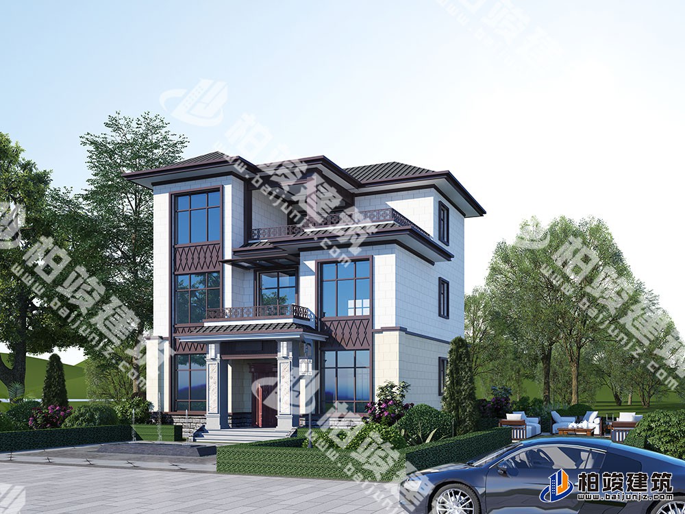 農(nóng)村三層新中式自建房設(shè)計(jì)圖，典雅大氣，室內(nèi)配置完善