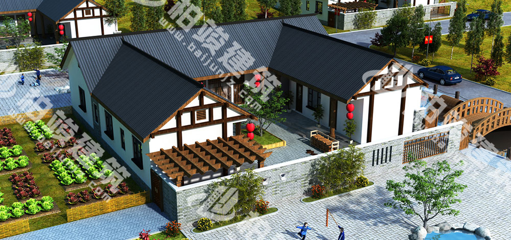 農(nóng)村自建三合院設(shè)計(jì)圖，大尺度中式庭院，造價(jià)僅20萬