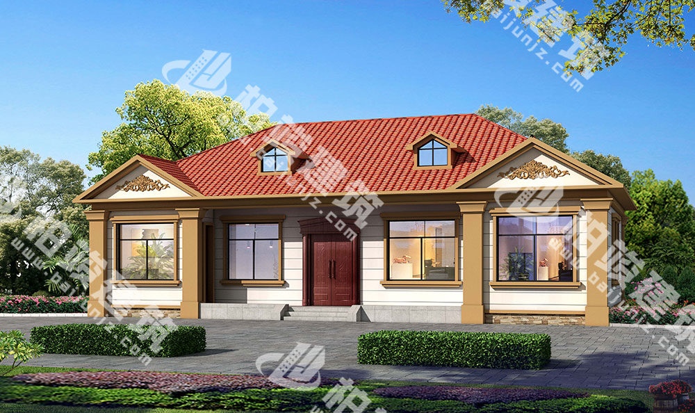 農(nóng)村一層別墅設(shè)計(jì)圖，造價(jià)僅12萬，簡雅歐風(fēng)，內(nèi)部五室