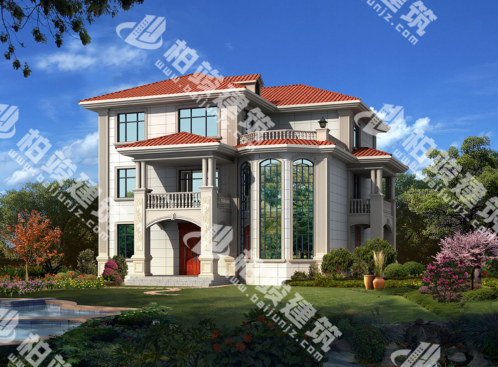 農(nóng)村三層樓房設(shè)計，大氣造型帶八角落地窗，內(nèi)部7室3廳8衛(wèi)