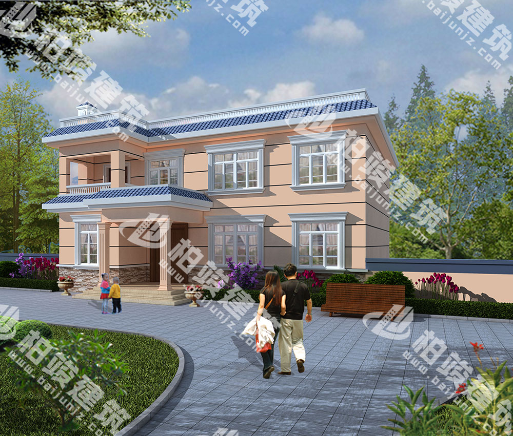 農(nóng)村二層簡歐風(fēng)別墅設(shè)計，造價僅25萬，6室設(shè)計，平屋頂