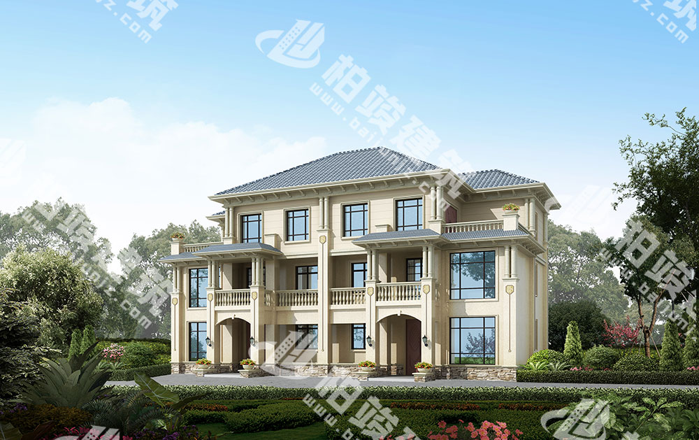 農(nóng)村雙拼三層別墅設(shè)計圖，高級感簡歐風(fēng)格，內(nèi)外對稱設(shè)計，布局規(guī)整通透