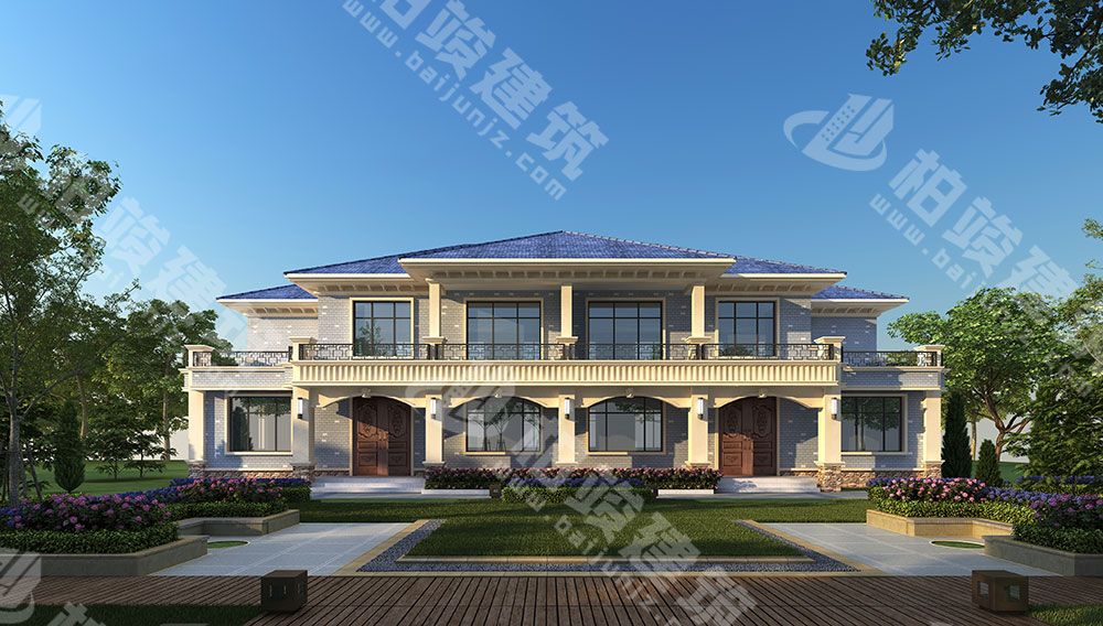 農(nóng)村自建二層雙拼別墅，磚混結(jié)構(gòu)，簡歐風(fēng)格，戶型通透，布局合理