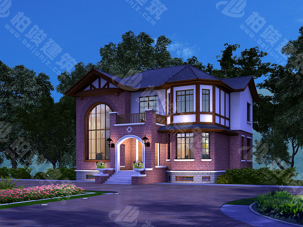 農(nóng)村自建別墅設(shè)計圖，二層美式風格，帶多功能地下層、閣樓層