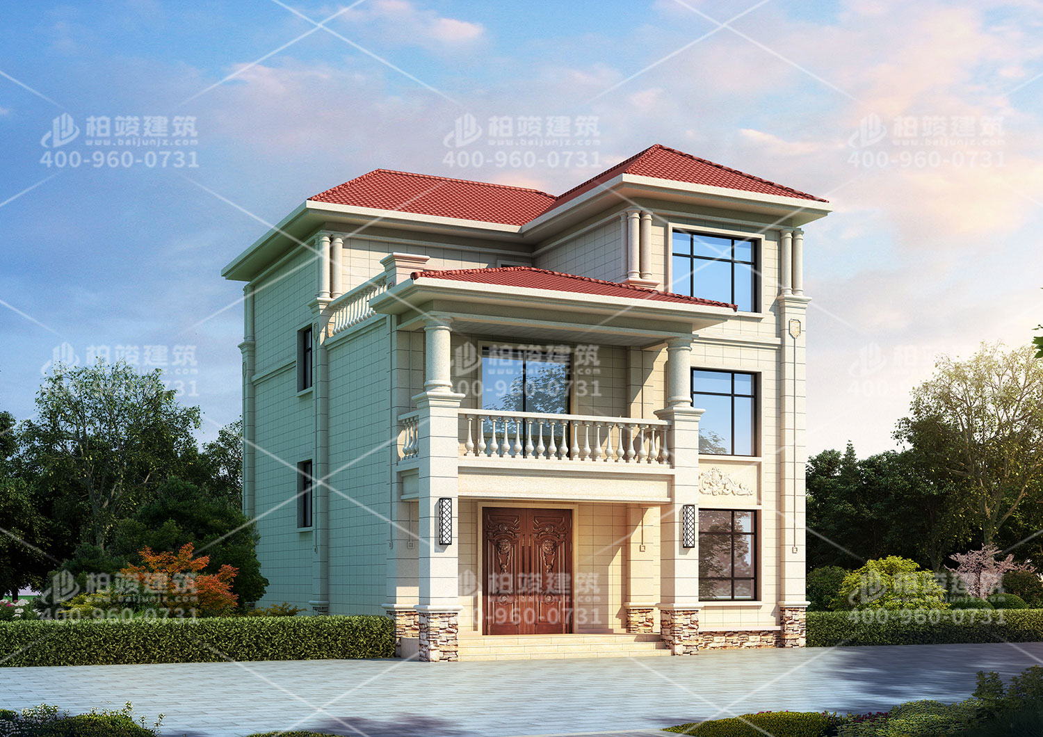 三層自建房圖紙時(shí)尚非凡，特色感十足。