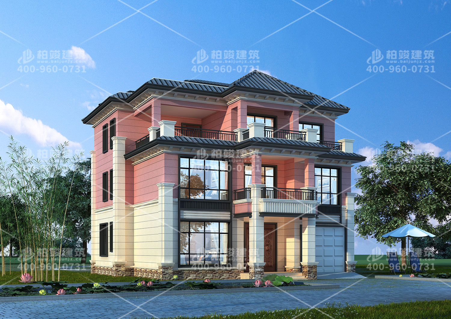 三層自建別墅設(shè)計圖，帶陽臺欣賞夜晚的美麗。