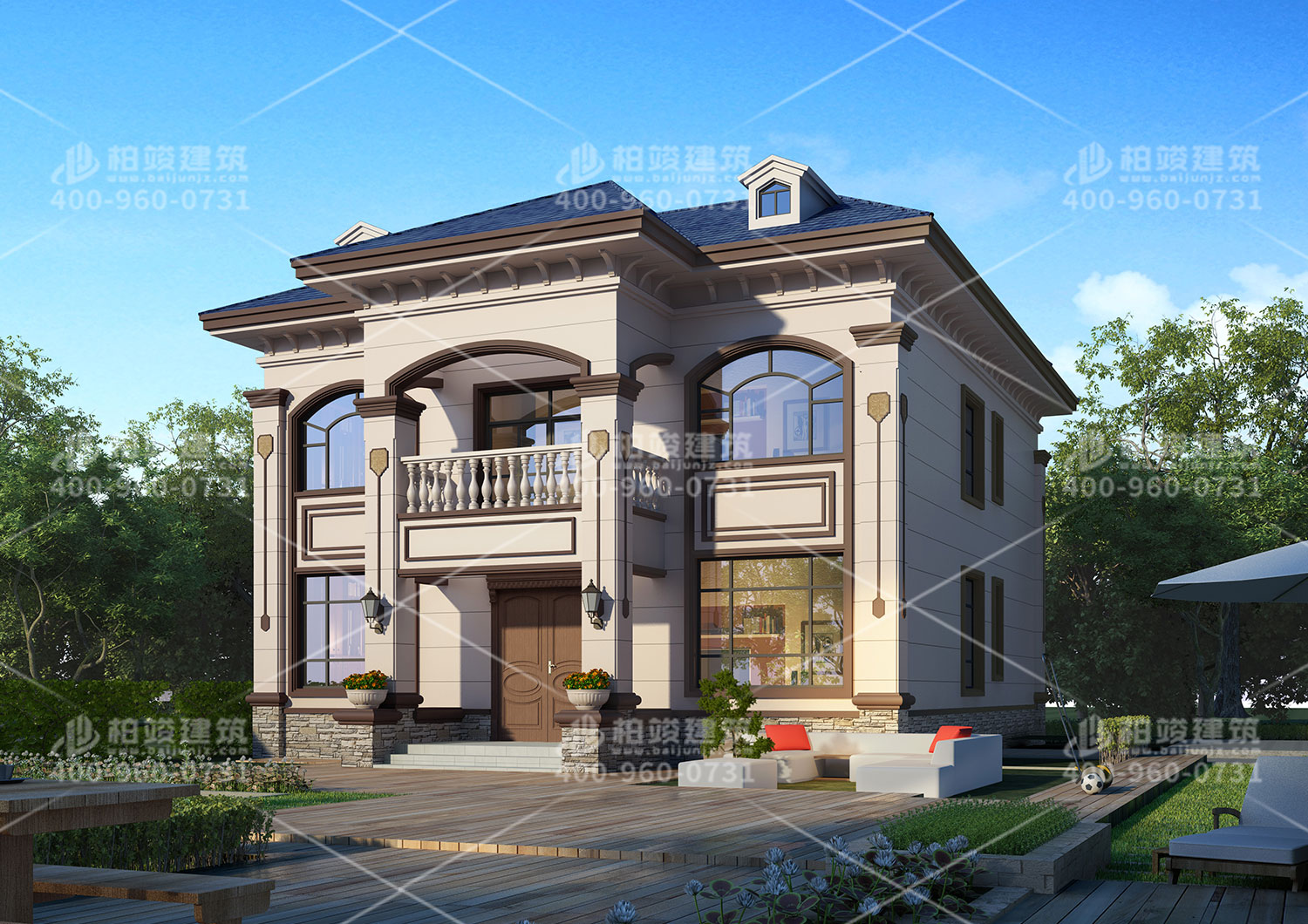 推薦一棟兩層斜屋頂別墅。舒適的選擇