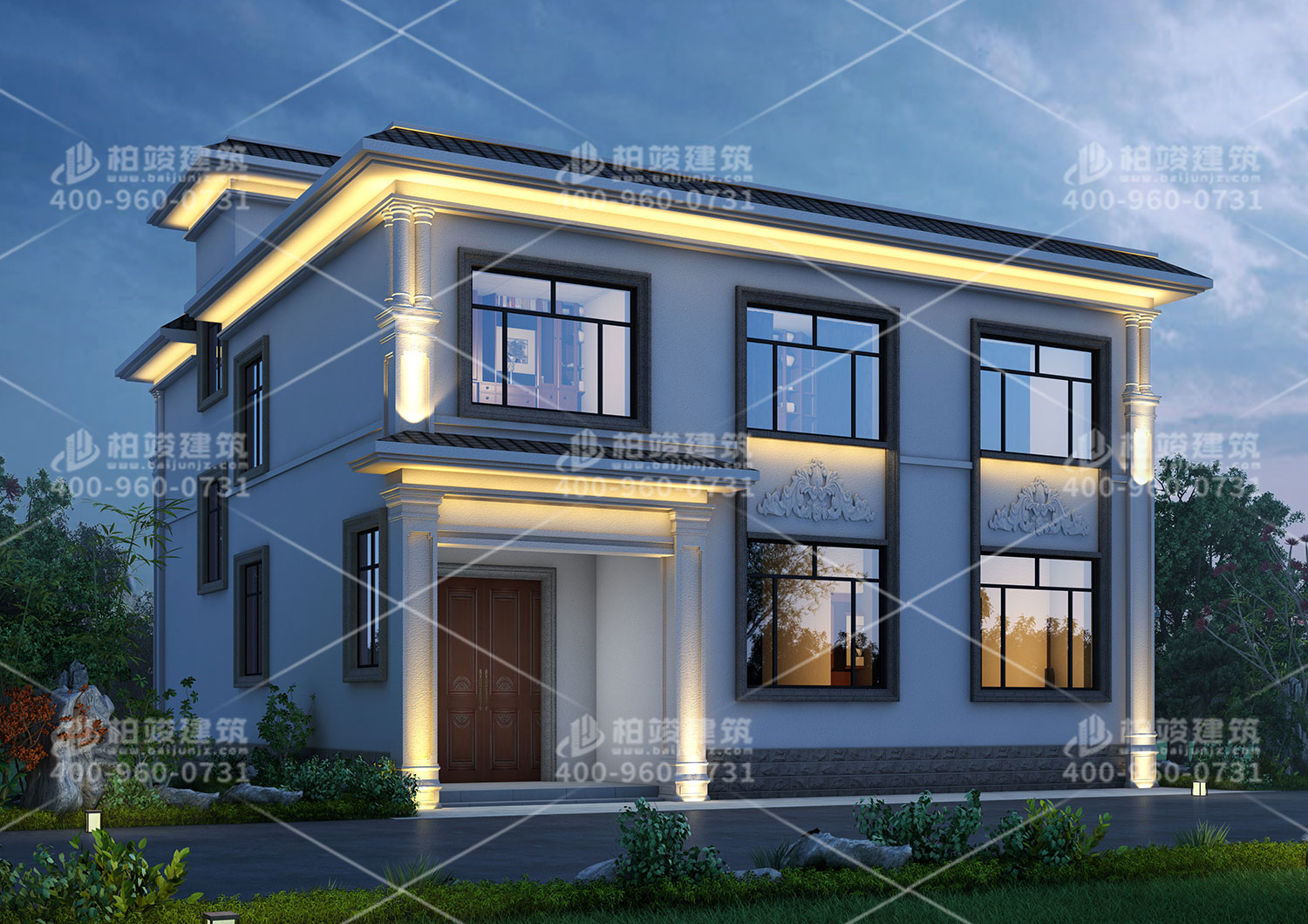 二層現(xiàn)代風(fēng)格別墅，仿石瓷磚外觀美觀值得擁有。