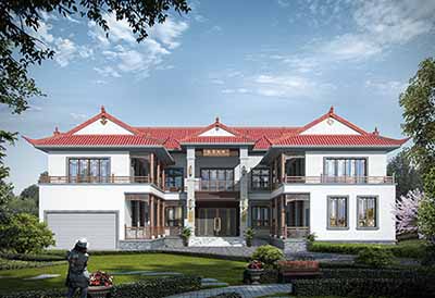 二層四合院別墅設(shè)計(jì)圖，豪華別墅