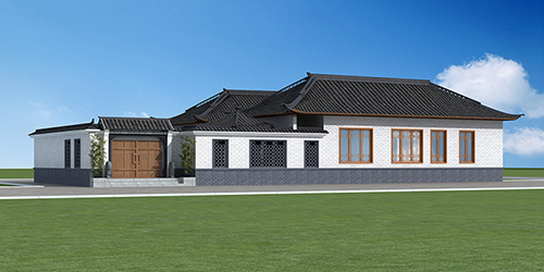 鄉(xiāng)村四合院設(shè)計(jì)圖，文化磚和真石漆搭配。