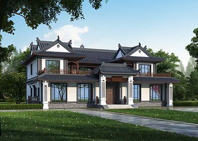 新中式四合院圖紙?jiān)O(shè)計(jì)，配有茶室娛樂室。