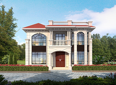 二層房屋設(shè)計(jì)圖大全，帶落地窗。