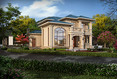 鄉(xiāng)村二層樓房設(shè)計圖，簡歐風格帶閣樓。