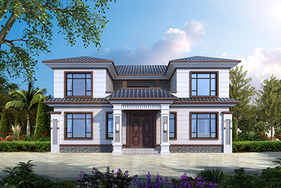 中式二層樓房設(shè)計(jì)圖，占地面積194平。