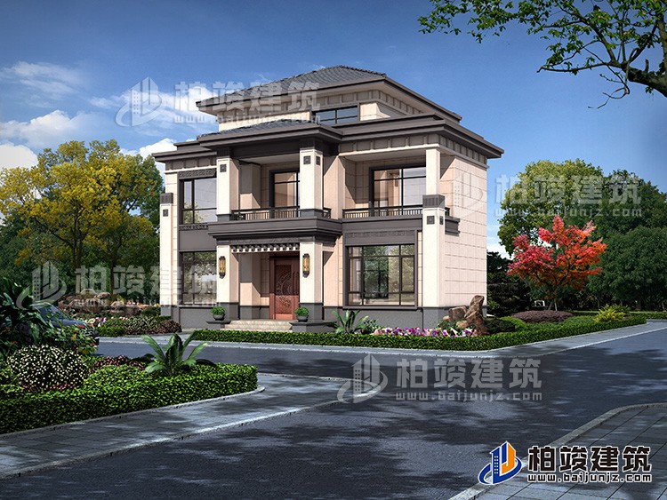 三層磚混結(jié)構(gòu)房屋設(shè)計圖，配書法露臺。