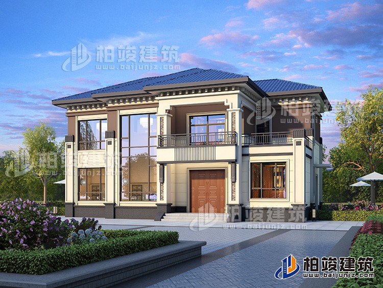 二層磚混結(jié)構(gòu)別墅設(shè)計(jì)圖，客廳挑空的別墅