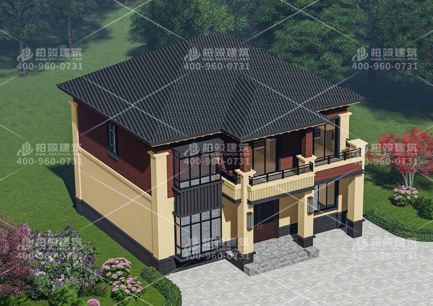 河南趙總中式二層建筑設計