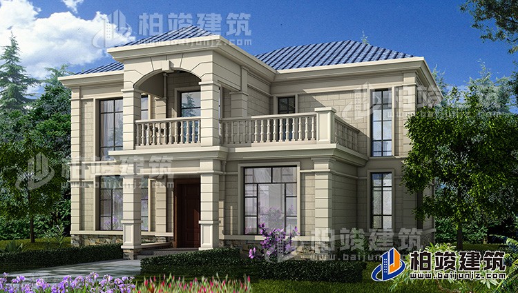 農(nóng)村二層小別墅，簡歐風格實用美觀別墅設計圖BZ243-簡歐風格