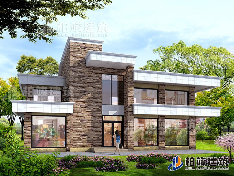 二層農(nóng)村現(xiàn)代別墅設計圖紙，有娛樂室、健身房18x12米BZ252-新中式風格