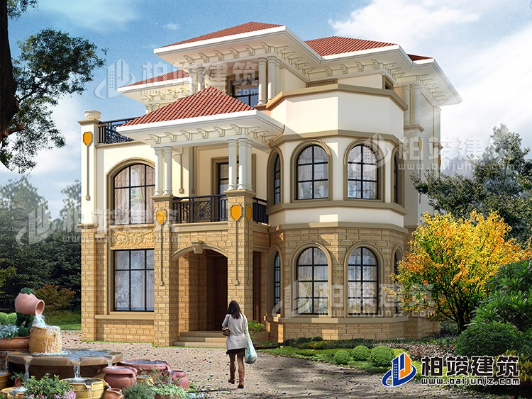 漂亮的三層簡(jiǎn)歐別墅設(shè)計(jì)圖紙施工圖及效果圖 11X10米BZ341-簡(jiǎn)歐風(fēng)格