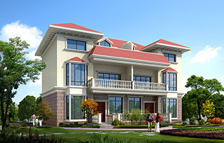 農(nóng)村三層歐式雙拼別墅設(shè)計(jì)圖紙　造價(jià)30萬