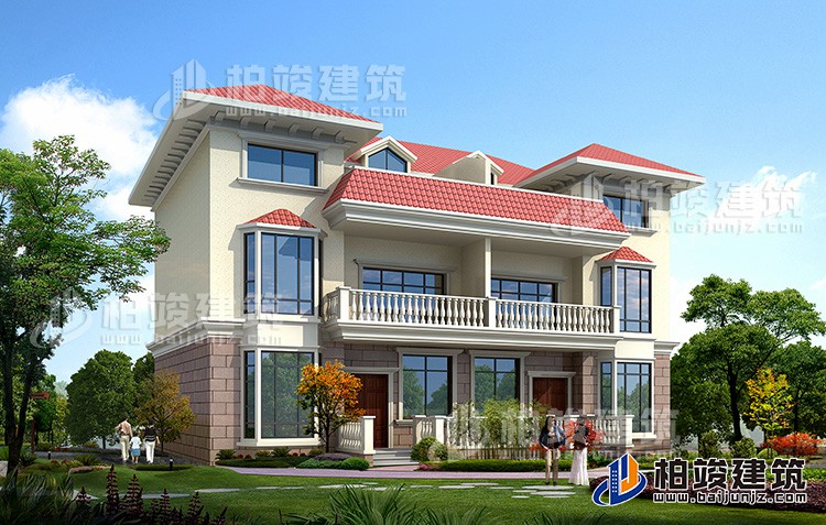 農村三層歐式雙拼別墅設計圖紙　造價30萬BZ311-簡歐風格