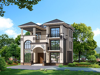 農(nóng)村新中式三層帶露臺(tái)小別墅設(shè)計(jì)圖紙及效果圖