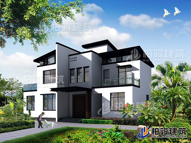 新中式二層別墅設(shè)計(jì)施工圖，占地120平米左右BZ220-新中式風(fēng)格