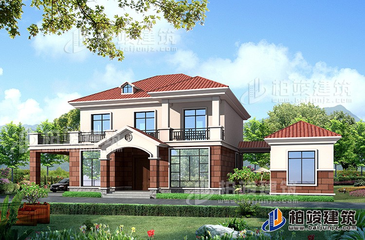 農(nóng)村30萬別墅款式二層自建房設(shè)計圖，外觀簡約大氣BZ275-簡歐風(fēng)格