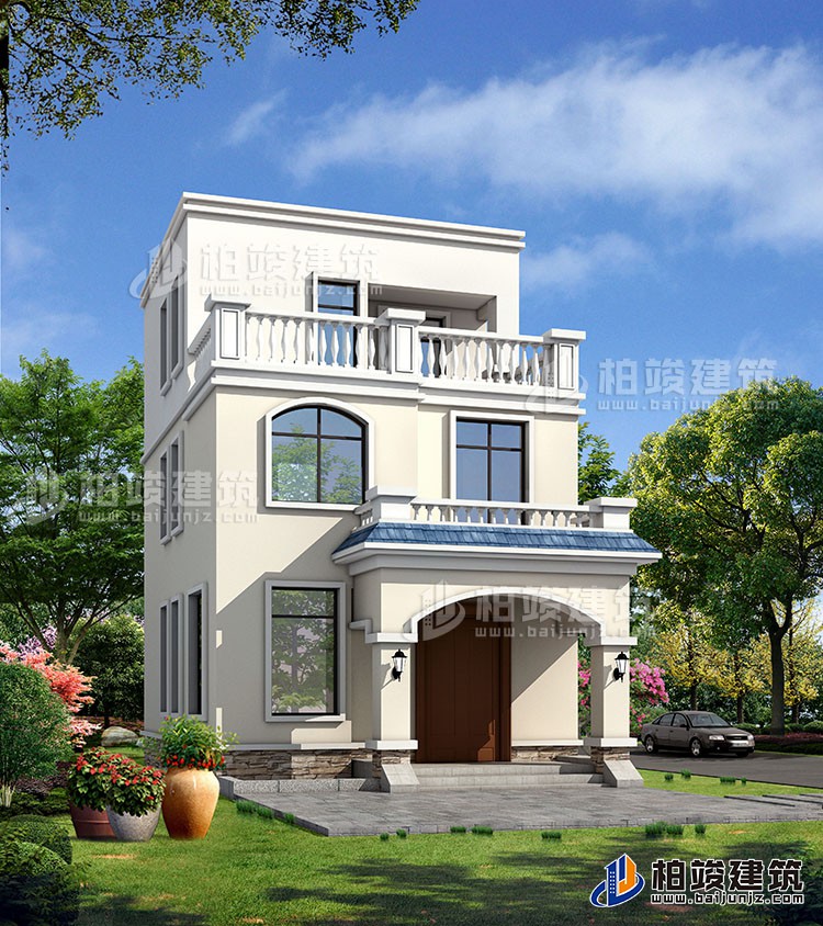 歐式三層樓房設(shè)計(jì)圖，三層新農(nóng)村樓房圖紙BZ353-簡歐風(fēng)格