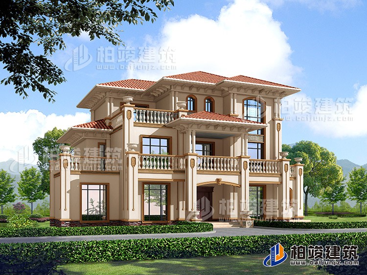 三層歐式豪華別墅設(shè)計(jì)方案，全套圖紙+效果圖BZ373-簡(jiǎn)歐風(fēng)格