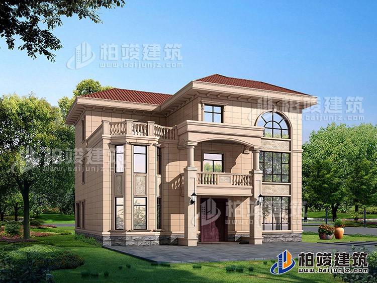 農(nóng)村三層樓房設(shè)計(jì)圖及效果圖，復(fù)式框架結(jié)構(gòu)BZ378-簡(jiǎn)歐風(fēng)格