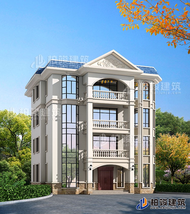 四層豪華歐式別墅自建樓房設(shè)計(jì)圖紙，帶效果圖和全套施工圖BZ407-簡歐風(fēng)格