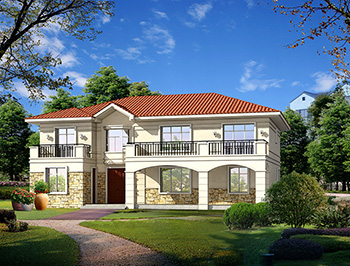 二層歐式小別墅設(shè)計(jì)方案，全套建筑設(shè)計(jì)圖紙+外觀效果圖