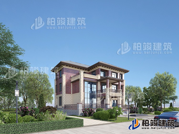 三層復(fù)式別墅設(shè)計(jì)方案圖，戶(hù)型合理、造價(jià)35萬(wàn)BZ382-簡(jiǎn)歐風(fēng)格