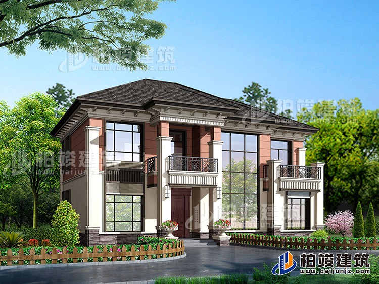 二層帶露臺農(nóng)村簡單小別墅設計圖紙BZ2201-新中式風格