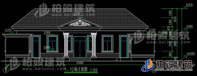 農村蓋房設計大全一層房子的設計圖紙，帶漂亮的小院子BZ116-簡歐風格
