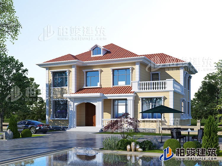 農村二層小洋樓設計圖，帶外觀效果圖，外觀新穎，漂亮BJ2506-簡歐風格