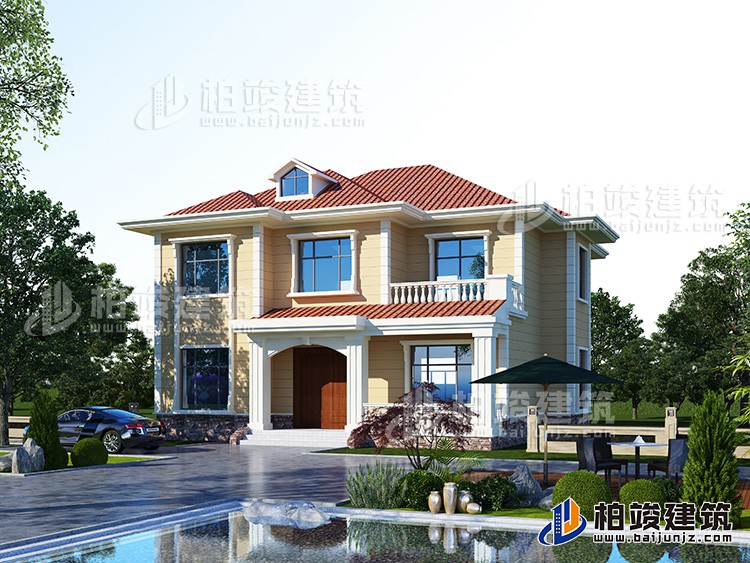 新農(nóng)村二層帶露臺別墅設(shè)計圖施工圖紙 造價25萬BZ2507-簡歐風(fēng)格