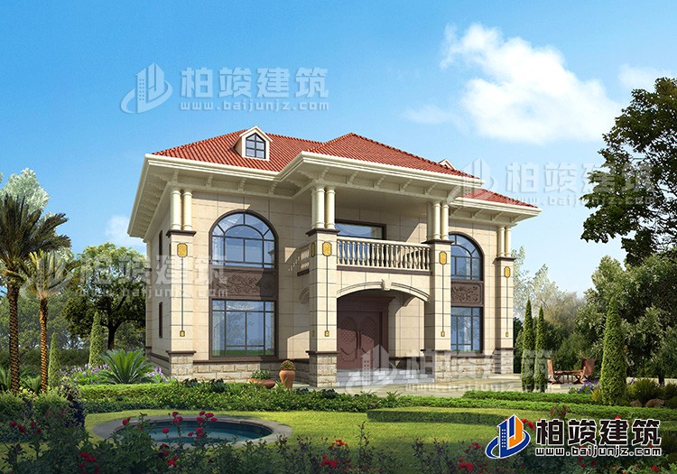 二層歐式復(fù)式小別墅設(shè)計方案，全套建筑設(shè)計圖紙BZ2518-簡歐風格