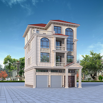 農(nóng)村四層帶商鋪的房屋設(shè)計(jì)圖紙，門面房帶車庫