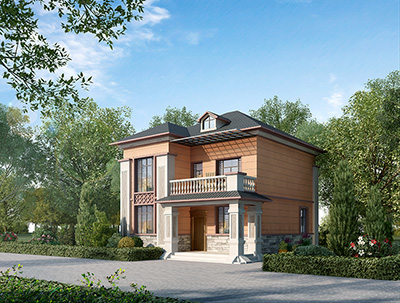 二層簡(jiǎn)中式小別墅設(shè)計(jì)方案，全套建筑設(shè)計(jì)圖紙+外觀效果圖