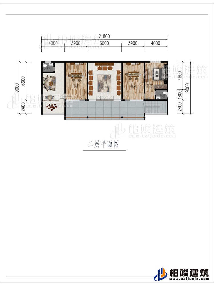 二層：2客廳、2書房、公衛(wèi)、內(nèi)衛(wèi)、臥室、陽臺